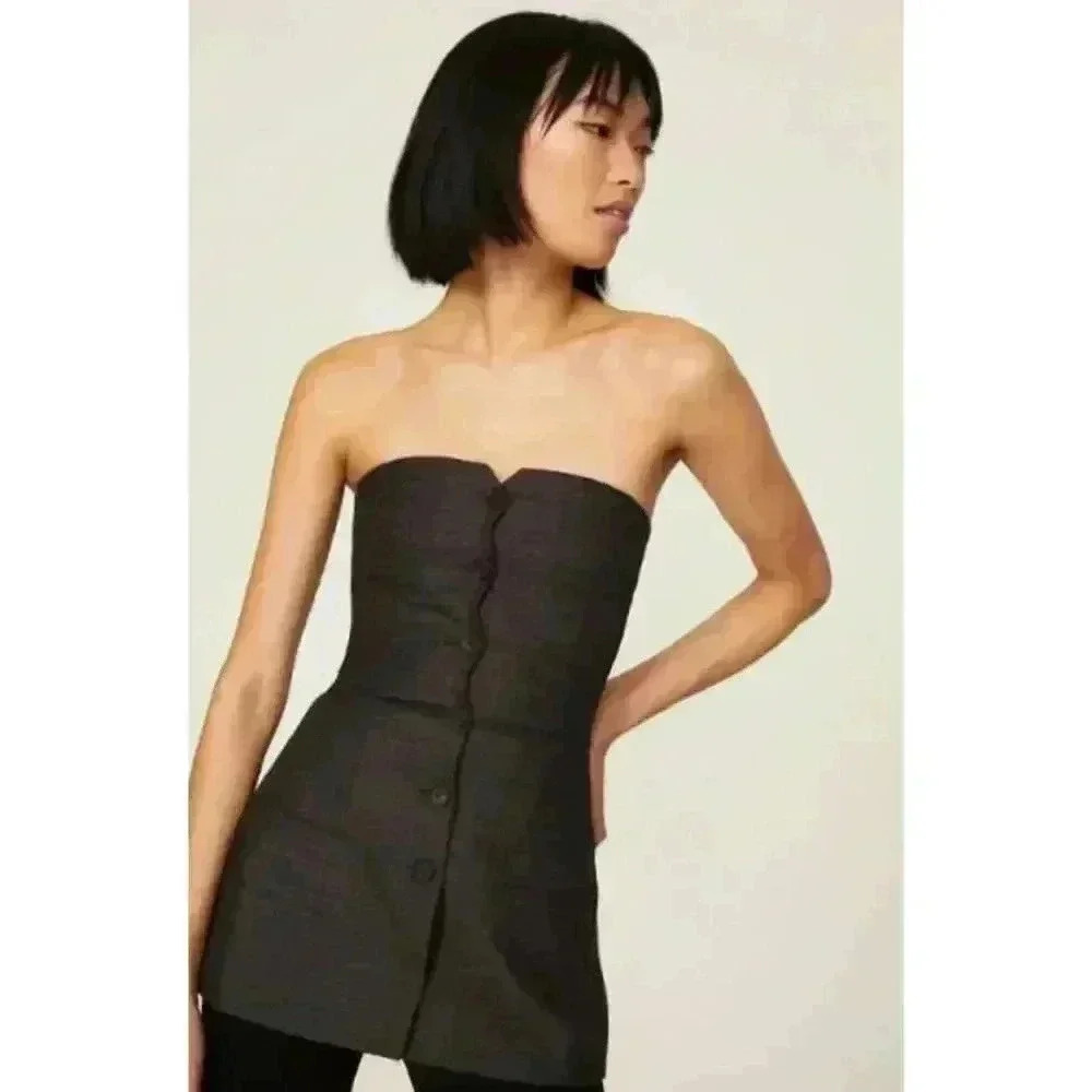 Philosophy di Lorenzo Serafini Tuxedo Aline Strapless Top Grey Women's US Size 8